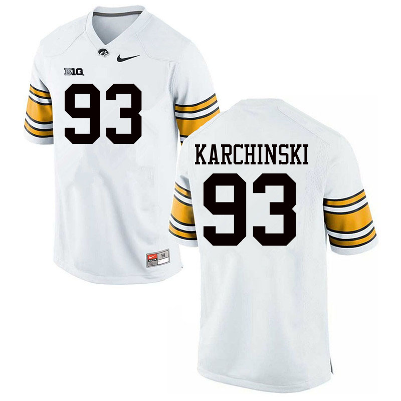 Men #93 Jake Karchinski Iowa Hawkeyes College Football Jerseys Sale-White